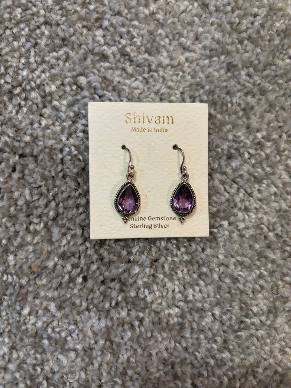 Shivam Genuine Amethyst Sterling Silver Earrings